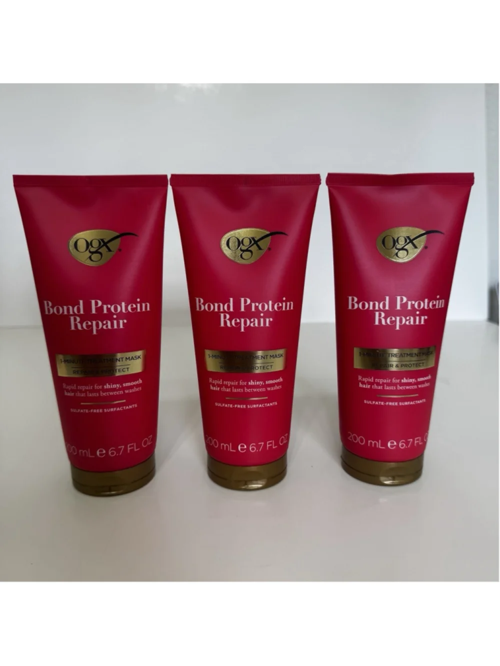 OGX Bond Protein Repair 1 Minute Treatment Mask for Damaged Hair 6.7 oz X 3 NEW